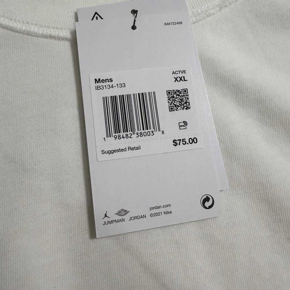Nike Air Jordan Rare Air Distressed Long Sleeve Shirt Mens XXL White IB3134-133